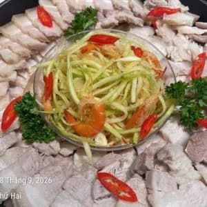 Thịt luộc mắm đu đủ